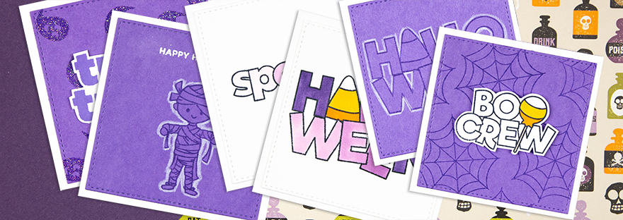 6 Mini Halloween Cards In A Row