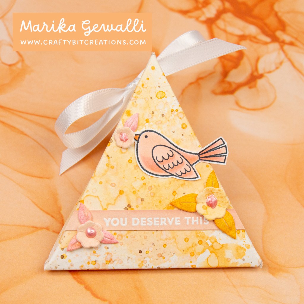 Mini triangle made from watercolor cardstock with an ink smootch technique