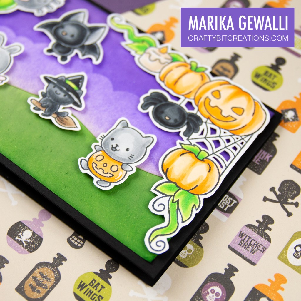 Closeup of slimline card made with stamps by clearly besotted