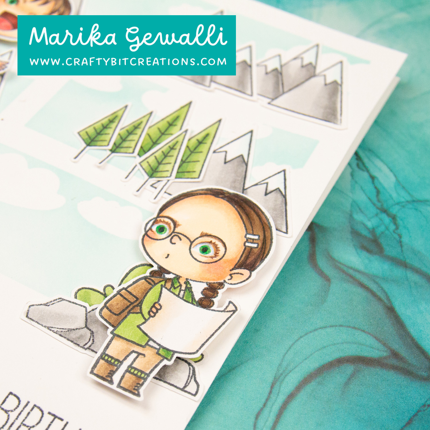 Close up of copic colored girl holding a map