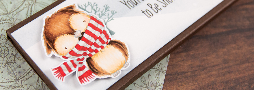 Close up of Hersey Chocolate Bar Box with winter theme