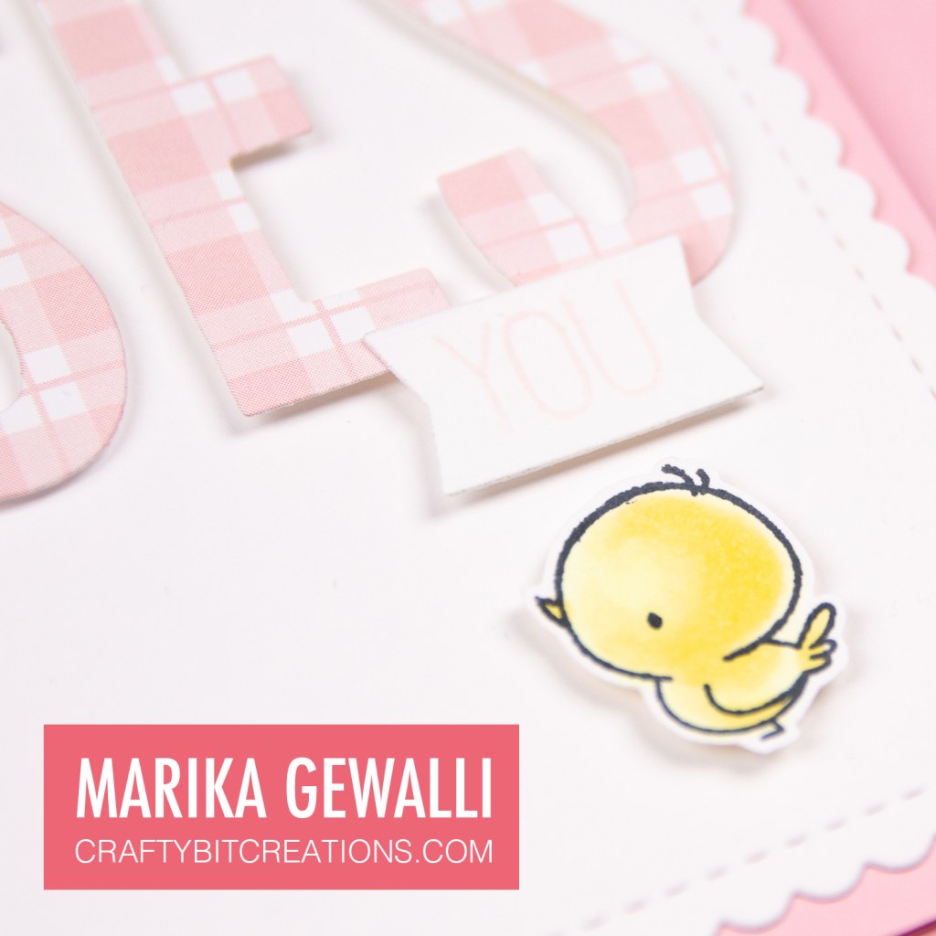 Shows closeup of the chick on the card