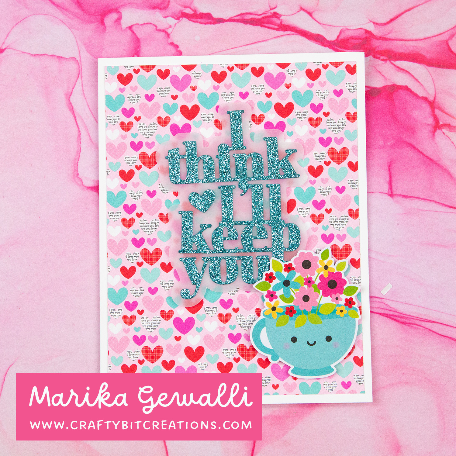 A2 card with pattern paper & diecut from doodlebug designs and sentiment diecut from simon says stamp