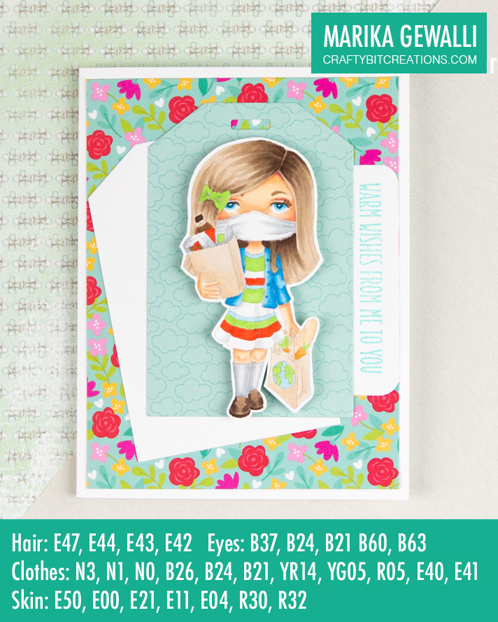 Clean And Simple Card with layered die cuts and a focal image using Polka Dot Pals Gemma