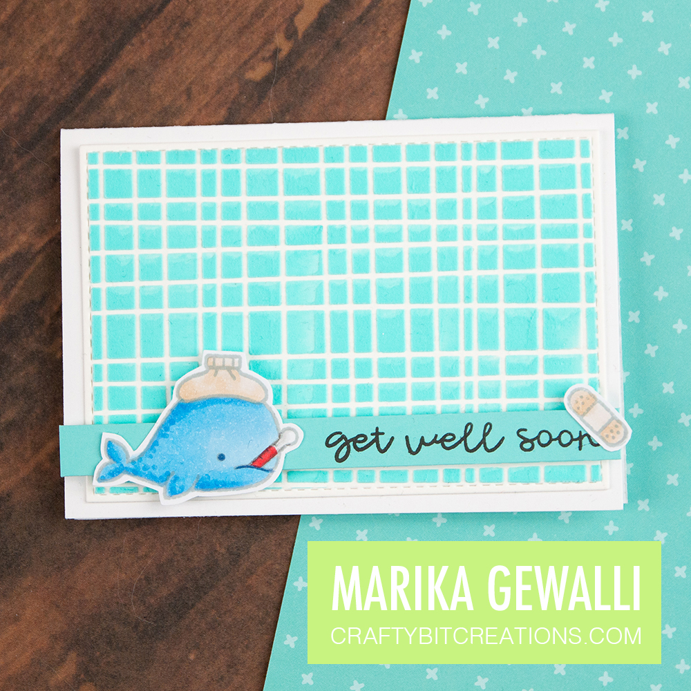 Stenciled embossing paste tinted with winsor & newton professional watercolours.