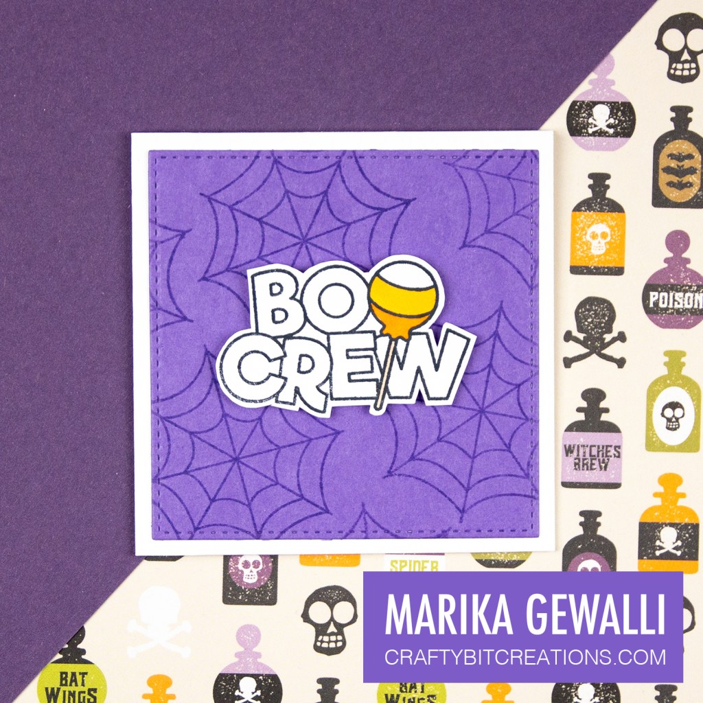 Mini Halloween Card With Colored Boo Crew Sentiment And Spider Web Background