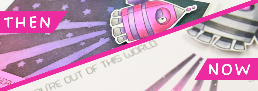 Feature image where half is the old card and half is the remade card