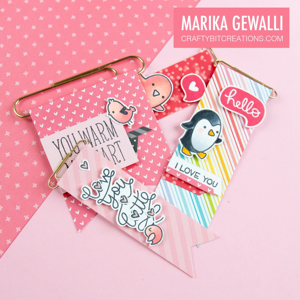 Four Valentine Paperclip Flags