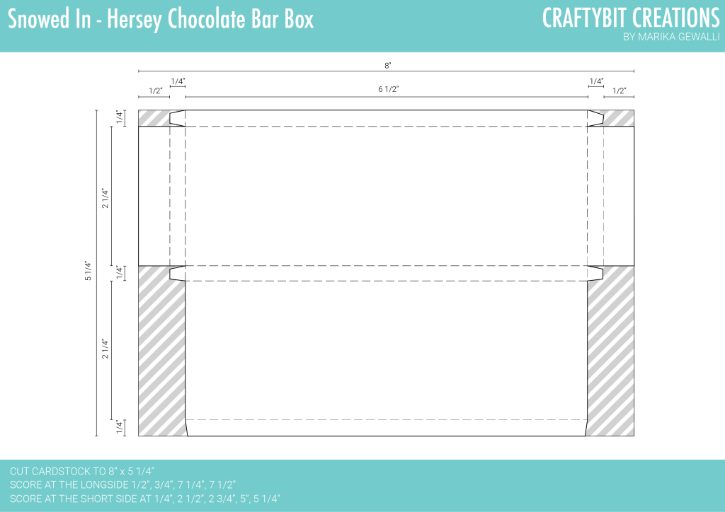 Blueprint of a box sized to fit a Hersey Chocolate Bar.