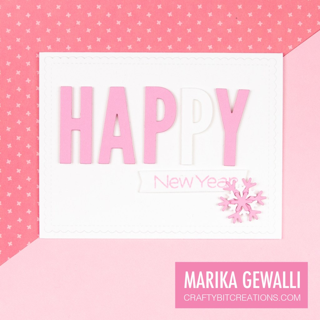 Clean and simple card, white base with pink as accent colour. Sentiment created with alphabet dies.