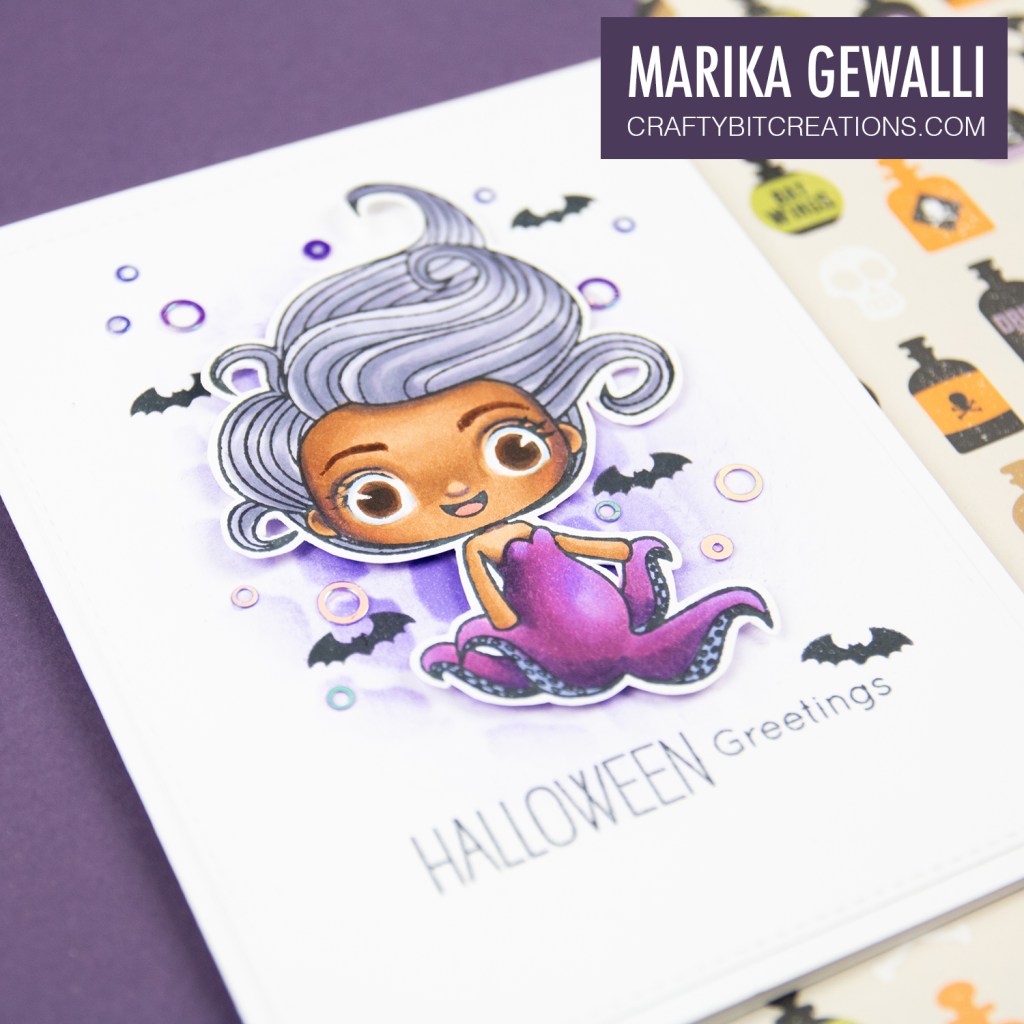 Halloween card with a octopus mermaid as focal image