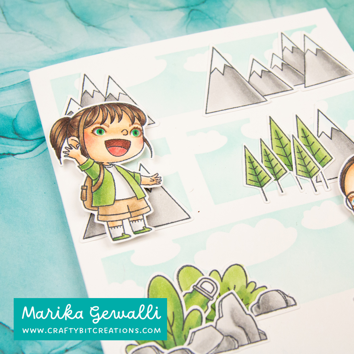 Close up of colored happy girl waving