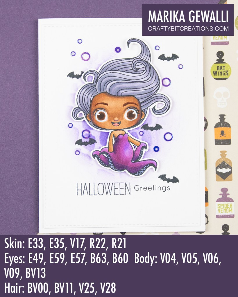 Halloween card with a octopus mermaid as focal image