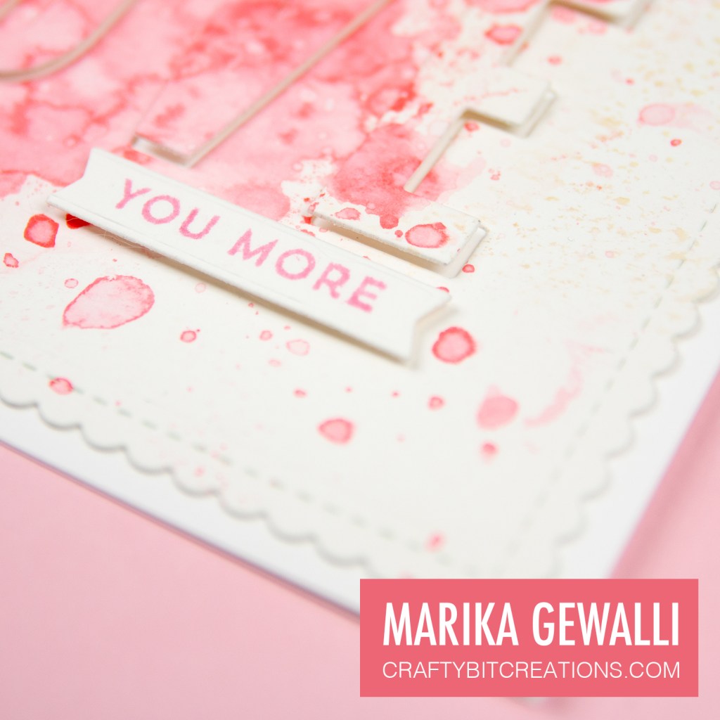 Closup of sentiment on splash love you card