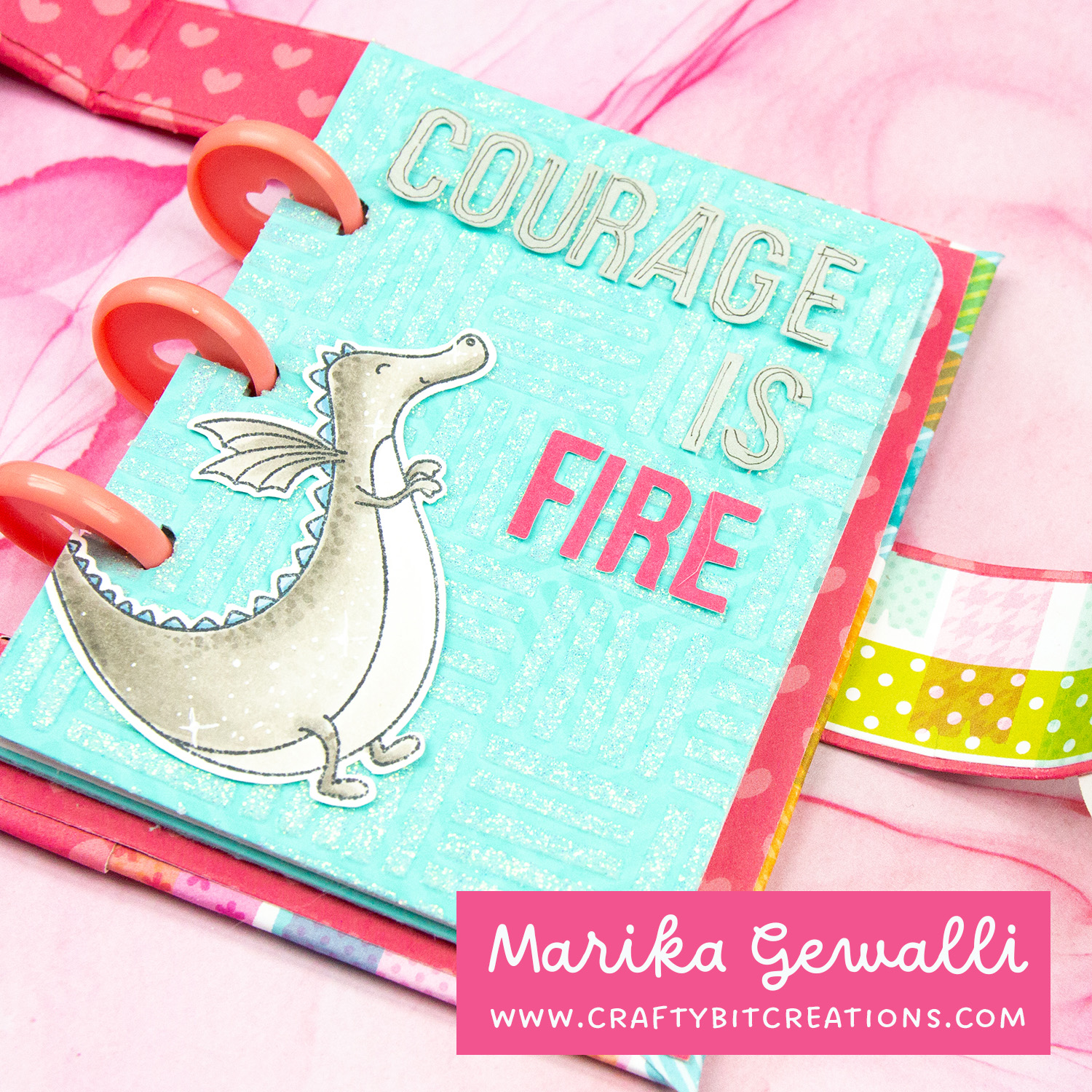 first art layout showing dragon and text courage is fire