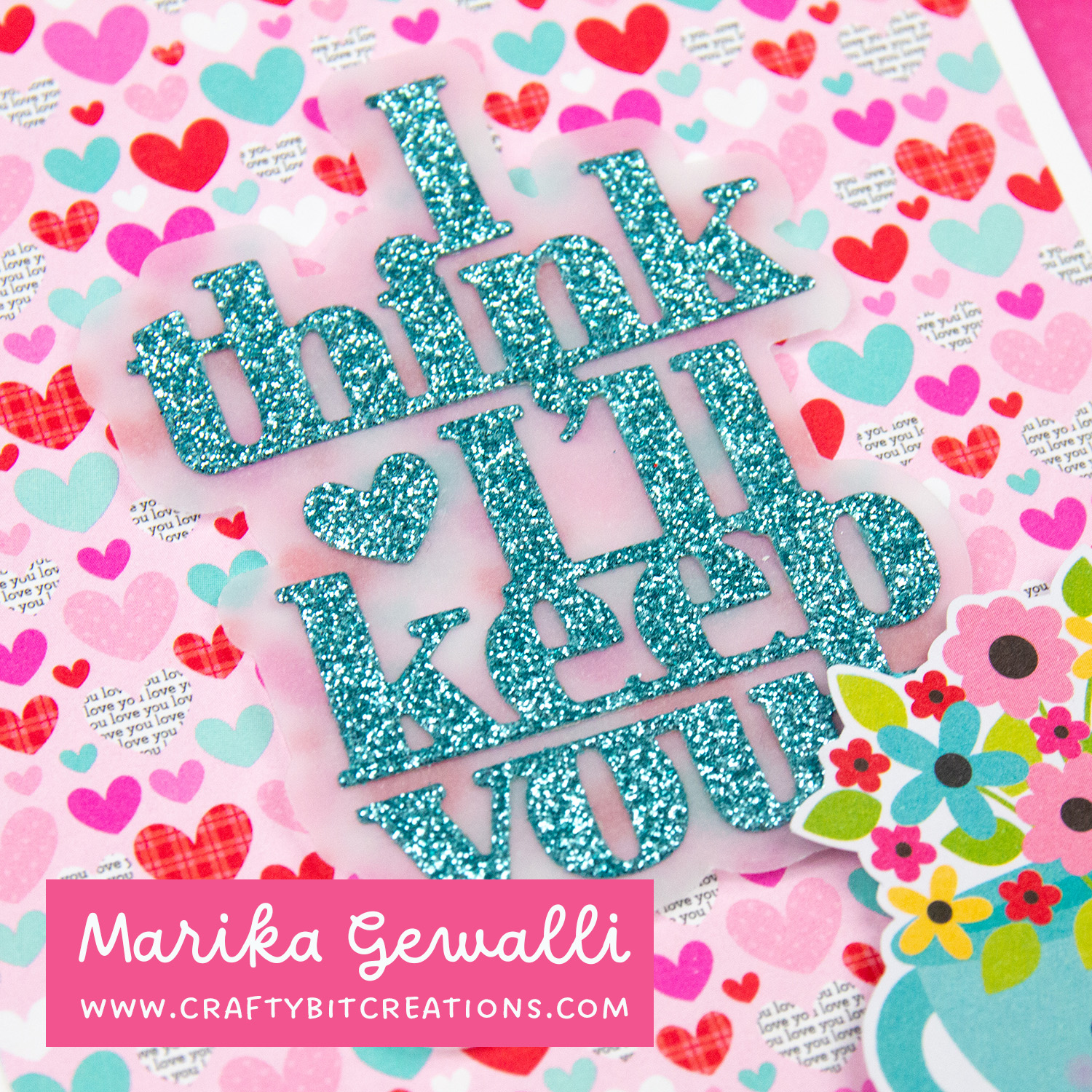 Close up A2 card with pattern paper & diecut from doodlebug designs and sentiment diecut from simon says stamp