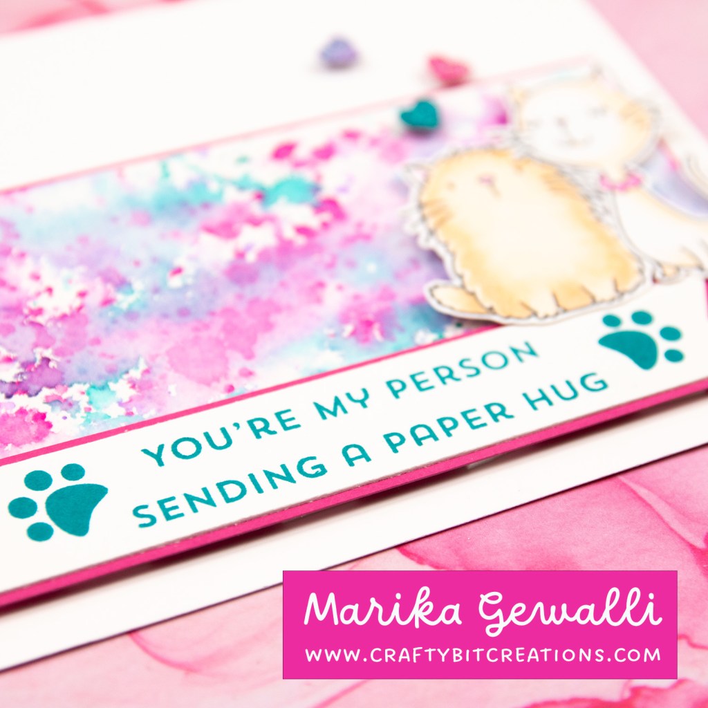 close up of card showing sentiment saying "you're my person, sending a paper hug"